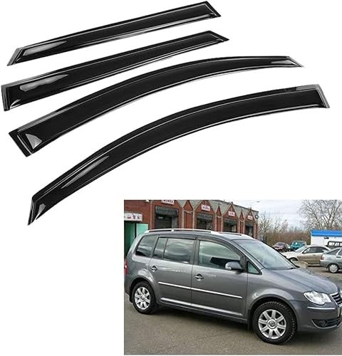 IXEUYN Auto Windabweiser für VW Touran 2006-2015, Autofenster Fenster Regen Markisen Unterstände Windabweiser Seitenfenster Sonnenblende Belüftungsschutz Regenabweiser