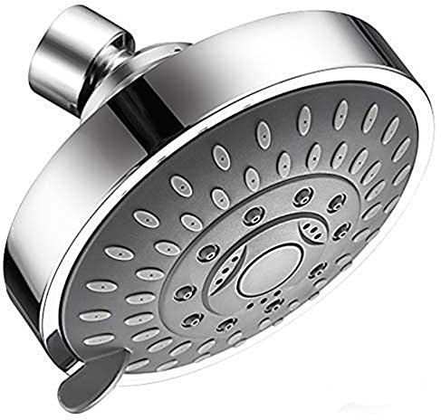 GSZCCZS 4 Zoll Regenduschkopf, 5 Einstellungen, Regenduschkopf, Druckverstärkung, Fester Duschkopf, Silikondüsen, einfach zu reinigen und zu installieren, verstellbare Winkel/Schwarzbraun (Chrom)