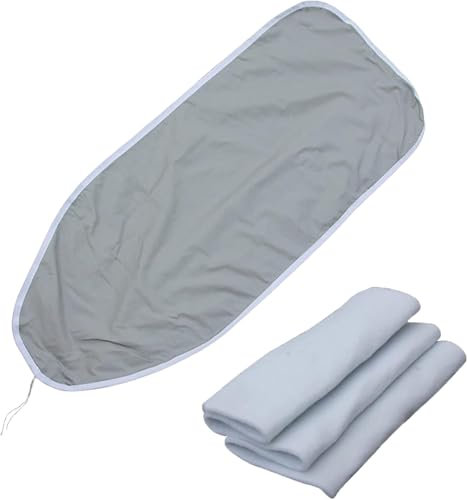 Copriasse da Stiro 140x50 cm Universale Grigio | Fodera Imbottita in Spugna di Cotone per Ferro a Vapore | Copertura Termica con Fermacorda | Telo Copri Asse da Stiro Resistente Lavabile Cod. 73191
