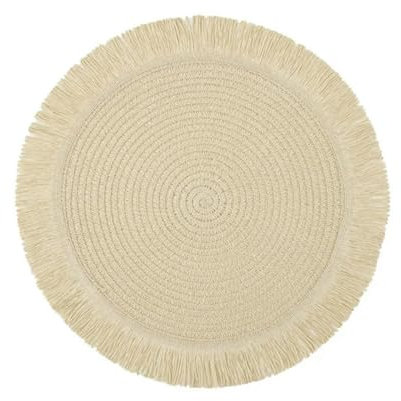 JGDSDMJG Bordstabletter tvättbara enkla runda vävda bordstabletter, halkfria, värmeisolerande, porslin-skålmatta-beige-38 cm-2 st