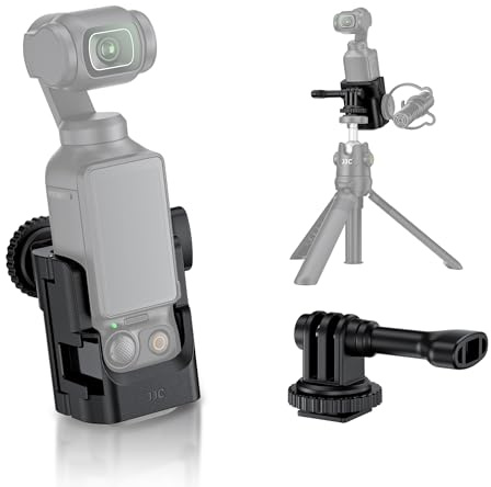 JJC Erweiterungsadapter mit Stativhalterung für DJI Osmo Pocket 3, Leichter Blitzschuh-Kamera-Montageadapter mit Kaltschuhhalterung, Pocket 3 Kamera Tragbarer Schutzkäfig Zubehör
