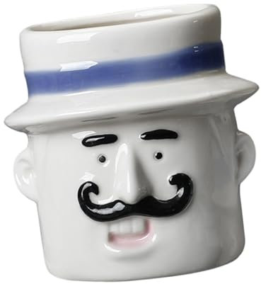 Fenteer Piccolo Vaso da Fiori in Ceramica, Divertente Vaso da Fiori a Forma di Cartone Animato, Grazioso per Piante per Il Soggiorno, Uomo Bianco Luminoso