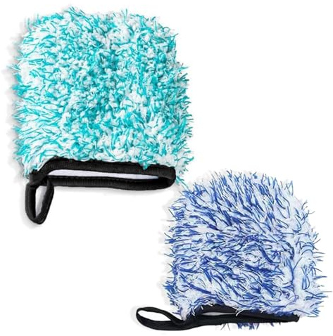 Posoto Microfiber tire gloves 2-pack Effective and soft wash Compatible with premium car drying towels Ideal car cleaning kit