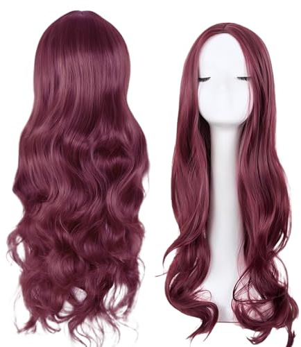 Burgundy Wig, Long Red Wig, Red Wigs for Women 28 Inch/70 cm Charming Curly Full Hair Synthetic Long Wigs For Women Girls Cosplay Daily Party Use (Burgundy)