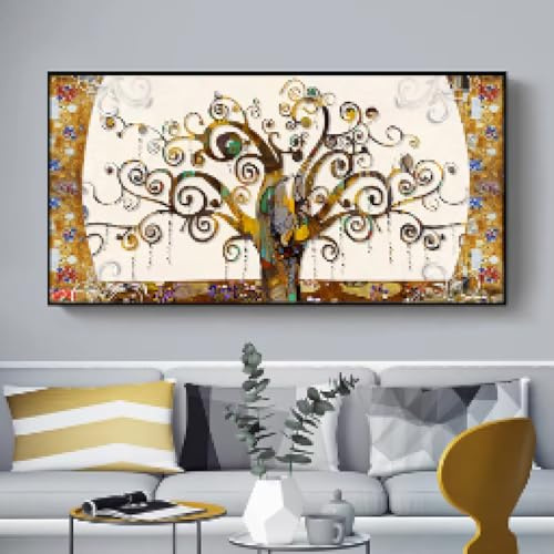 Classico vintage, l'albero della vita di Gustav Klimt, poster artistico con paesaggio, dipinto su tela, stampe murali, immagine per soggiorno, arredamento per la casa, 90x180 cm, senza cornice.