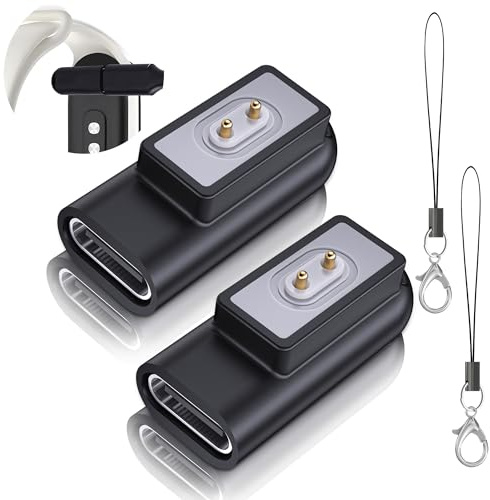 Ermorgen 2 St USB C-adapter, Kompatibel med Xiaomi Band 10/9/ 8 Pro/8/8 Active, Redmi Watch 6/5 Active/3 Active/ 4/3/3 Lite, Redmi Band 2-Svart