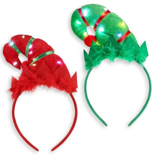 YUYWWAN Rentier Haarreif Weihnachten mit LED, Weihnachtliche Haarreifen Licht, Niedlich Weihnachts Haarreif Beleuchtete LED für Kinder Erwachsene Weihnachten Mottoparty Rollenspiel
