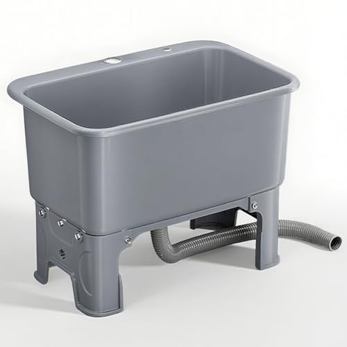 Fregadero portátil con kit de drenaje, fregadero de fregona comercial de gran capacidad para lavandería, baño, balcón, lavabo de servicio multiusos para uso doméstico