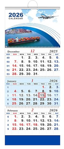Calendario 2026 – Calendario da 3 per la casa, calendario da parete verticale da appendere, organizer trasparente con data, organizer per amici, famiglia, soggiorno, studio, decorazione per