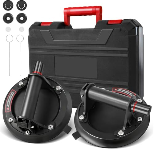 Manual Suction Cup Lifter for Glass, Tiles and Windows – Heavy Duty Vacuum Suction Cups for Ceramic, Floor, and Material Lift, 110KG Load Capacity (Manual)