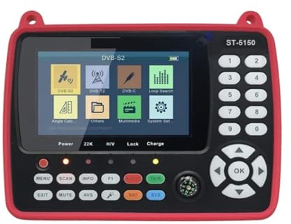 Satellite Finder Meter DVB-T2/DVB S2/DVB C H.265 Combo Sat Dvb T2 Receiver Satfinder 4.3Color LCD Screen Quick Scan