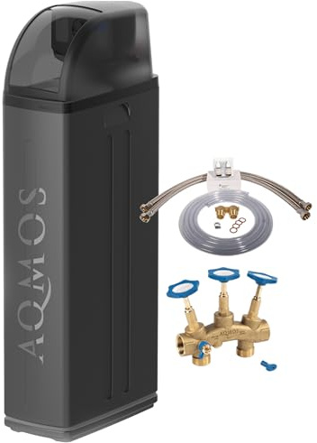 Aqmos R2D2-72 Black Edition Adoucisseur d'eau avec kit de raccordement 1 et bloc de montage 1 | Adoucisseur d'eau pour les foyers jusqu'à 7 personnes | Système de détartrage pour eau douce