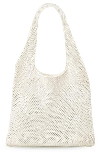 beifon Strandtasche Damen Sommer Boho, Gestrickte Tasche Beach Bag Netz Strandbeutel, Häkeltasche Mesh Gehäkelt Handtasche, Tote Bag Netztasche Umhängetasche Sommertaschen für Reisen, Alltag