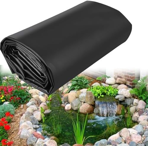 7 x 7 m Heavy-Du Black Pond Liner – flexibelt, gummi för utomhusfiskbis, vattenfall och trädgårdssnörning – vattentätt, hopfällbart dammskinn för långvarig användning