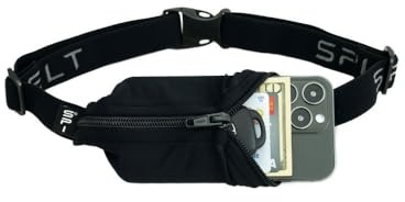 SPIbelt Running Belt Original for Women Men, Phone Holder for Running, Running Fanny Pack, Holder for Phone, Running Waist Pack, Adjustable Waist, [Fits All Phones]. Black with Black Zipper