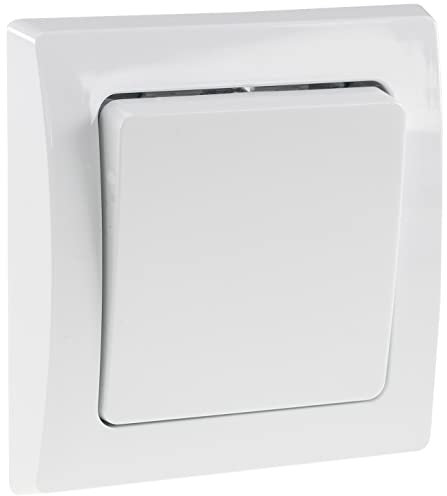 DELPHI Wechsel-Schalter Lichtschalter 230V Unterputz Klemmanschluss mit 1-fach Rahmen Weiß