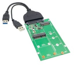 Alda PQ® Premium - Beamerlampen Adaptador USB 3.0 a SATA 22pin Disco duro de 2.5 a 2 en 1 Combo Mini PCI-E 2 Lane M.2 NGFF y MSATA SSD Convertidor