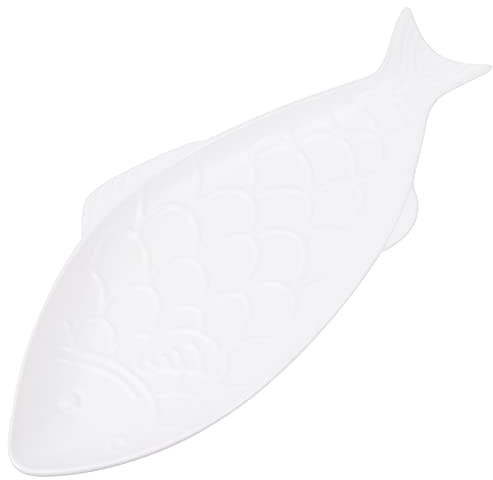 Cabilock Ceramic Fish Plate 15.5 Inch Creative Fish Pattern Dish Food Tray for Restaurant Tableware and Family Dining