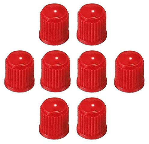 DWEEKIY Tappi per valvole auto, valvole della bicicletta, ecc. – Plastica rossa per auto, NFZ/biciclette e hobby – Tappi antipolvere universali con filettatura standard – 8 pezzi