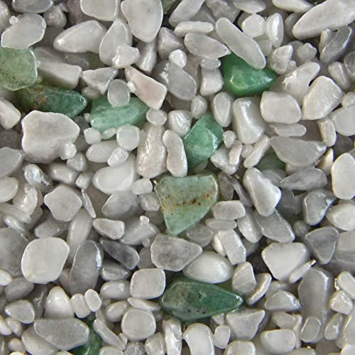 Terralith Edelsteinteppich Mix Aventurin/Grau Komplett-Set für 1qm - Körnung: 2-4mm mit Epoxidharz Bindemittel - für Innen mit Halbedelsteinen in Grün