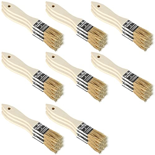 Chip Paint Brushes 1 Inch/25.4mm, 24 Pack Reusable Small Bristle Paint Brushes with Wooden Handle for Trim, Stain, Glues, Gesso in Painting and Varnishing Projects