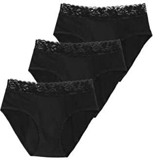 MYLILY® Periodenunterwäsche I Bio-Baumwolle I Periodenunterwäsche auslaufsicher I Nachhaltig & waschbar I Inkontinenz I Schwangerschaft & Wochenbett geeignet (3X Hipster Strong mit Spitze, XL)