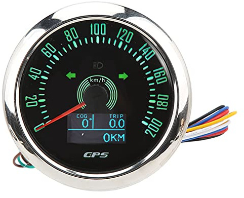 MPH GPS Hastighetsmätare Odometer, 3 i 1 200MPH 85mm 9-32V varvräknare med 7 färger bakgrundsbelyst, Antifog Universal Waterproof Speed Meter Gauge for Boat Car Motorcycle Marine (Svart urtavla)