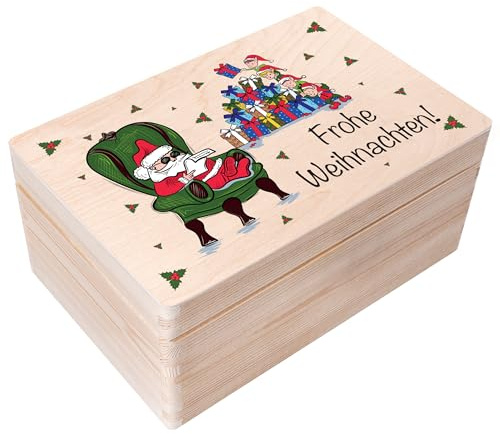 Creative Deco Weihnachtsgeschenke Personalisierte Holzkiste Weihnachtsmann | Wunschtext Weihnachten Geschenke | Dein Eigener Wünsche Text Individuelle Geschenk | Weihnachtsdeko | Für Frauen, Männer
