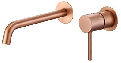 MIICE GLM039/ORC Rubinetto da incasso monocomando per lavabo con montaggio a parete rubinetti da bagno per lavabo - Colore oro rosa spazzolato SERIE MONZA