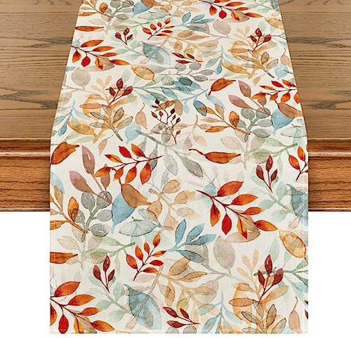 Artoid Mode Leaves Autumn Table Runner, Seasonal Fall Kitchen Dining Table Decoration for Home Party Decor 40x140 cm