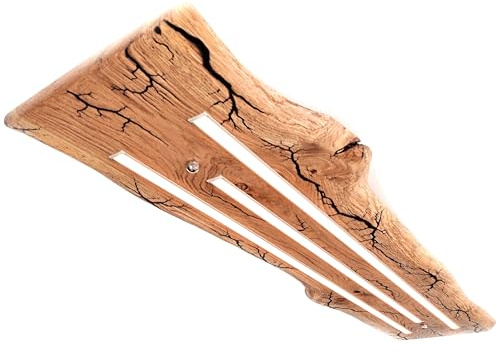 FRIESENLICHT CONY Design LED Deckenleuchte Deckenlampe Holz mit Baumkante Wild Eiche Leuchte Massiv Dimmbar Lichtenberg Figuren Blitz (1033)
