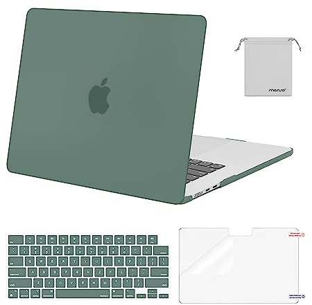 MOSISO Scratch-Resistant Case Compatible with MacBook Air 15 inch M5 2026 M4 2025 M3 M2 2024 2023 A3448 A3241 A3114 A2941, Protective Hard Shell&Keyboard Cover&ScreenFilm&Storage Bag, Emerald Green