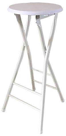 Seggiola da Bar Pieghevole 60cm 70cm Sgabello da Bar Portatile Sgabello Alto, per Bar Cucina, Sedia Pieghevole Senza Schienale, Colore Nero Bianco Legno, Struttura in Metallo con Poggiapiedi (Color :