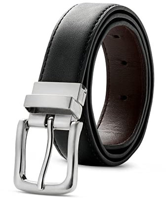 Kajeer Gürtel Kinder Wendegürtel für Jungen Mädchen - Schwarzer und Brauner Jungen PU-Ledergürtel für Schuluniform Jeans mit Drehbarer Schnalle