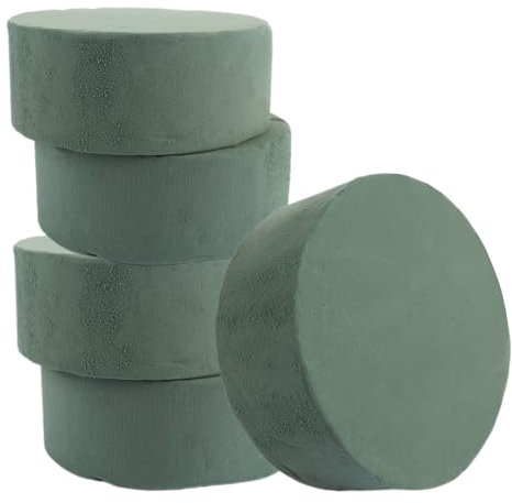 VIDETOL 5 pezzi di schiuma floreale, 20 x 8 cm, in schiuma rotonda, verde, per regali, feste, matrimoni