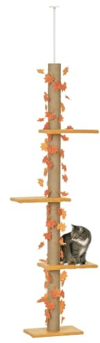 Pawhut Árbol para Gatos de Suelo a Techo 3 Plataformas 202-242 cm Naranja