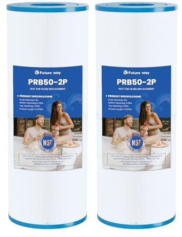 Future Way PRB50-IN - Filtro de Repuesto para bañera de hidromasaje Jacuzzi J210/J220/J235/J245/J275, Unicel C-4950, Filbur FC-2390, Pleatco PRB50-IN, Filtro de SPA de 5 x 13, 50 pies Cuadrados,