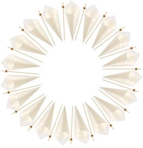 Hohopeti Conos De Madera Desechables Para Helado y Brochetas Para Aperitivos 200 Unidades (100 Conos 125 Mm 100 Palillos 12 Mm), Ideales Para Fiestas y Cócteles Tropicales