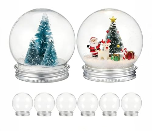 HOLIDYOYO DIY Leere Schneekugel 2.76 Zoll Transparent Kunststoff Kugel 8 Stück Zum Basteln Weihnachtsdeko Mit Glitzer Und Trockenblumen Für Kreative Handwerksprojekte