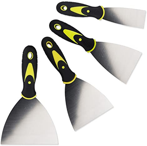 Wallpaper Scraper, Scraper Tool,Paint Scraper,1.5, 3, 4, 5 Wide Putty Set, Metal Scraper Paint Tool for Wallpaper/Decal/Gypsum Board Finishing/Gypsum Scraping (Pack of 4)