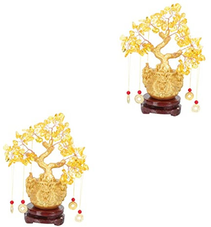 Alipis 2 Piezas Adorno de Vaca lechera Home Decor decoração casa Centro de Mesa de arbol Adorno del árbol del Dinero decoración China árbol del Dinero Artesanal de Cristal el plastico