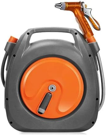 FYZLOIPU Gartenschlauchaufroller, Außenschlauchaufrollerwagen, Wasserschlauch, Autowaschanlage mit Wasserpistole, Bewässerungsartefakt zum Aufhängen an der Wand/Handheld