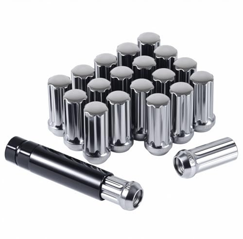 M14x1.5 Lug Nuts 14x1.5 7 Spline Lug Nuts M14 x 1.5 Chrome Lug Nuts 2 Tall Set of 20 Pack 14mmx1.5 Lug Nuts Acorn Aftermarket Wheel Lug Nut