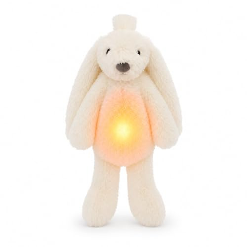 ZAZU - Ro der Hase Baby Schlafhilfe mit wiederaufladbarem Akku – Nachtlicht in mehreren Farben & beruhigende Geräusche, Weinsensor, Auto-Abschaltung und USB-C-Ladekabel (Weiß)