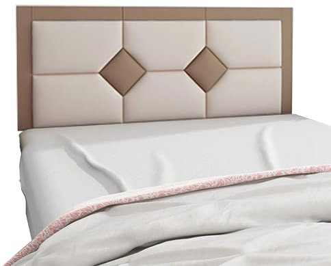 GOCHUSX Peel and Stick Headboard, Gepolsterte Wandpaneele, 3D-Antikollisions-Wandpolster, Abnehmbare, Mit Leder Bezogene Tapete Für Schlafzimmer, Spielzimmer(Light Brown+beige,150x60cm)
