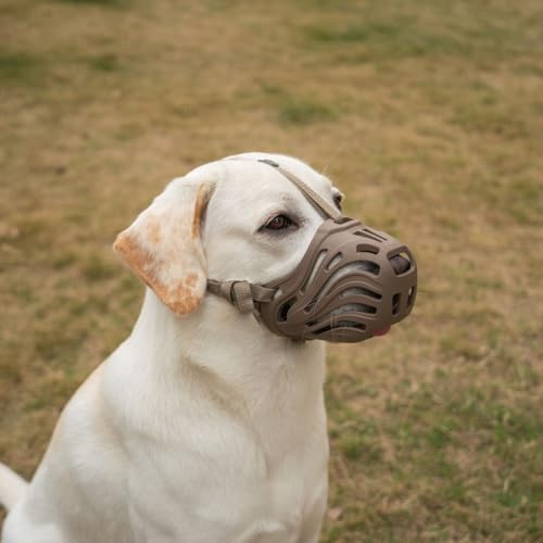 Diketone Maulkorb für Hunde，Für Kleine, Mittlere und Große Hunde，Material Silikon，Verhindert Das Beißen, Kauen Und Bellen (Kaffee, M)