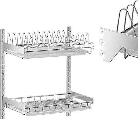 SQMGFA Escurridor de Platos de Acero Inoxidable montado en la Pared, escurridor de Cocina con estantes para Guardar Cubiertos, escurridor de Fregadero para Cuencos, Utensilios, Tazas, Platos y