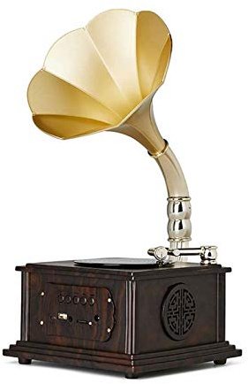 WDWDW Mini Vintage Retro Classico Grammofono Fonografo Forma Stereo Speaker Sistema Audio Carillon