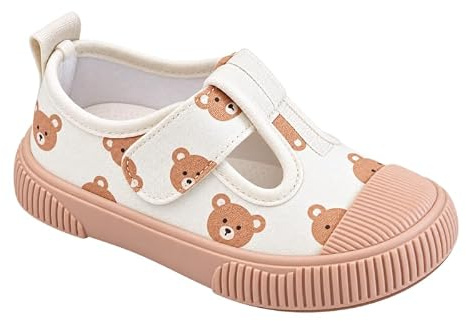 Scarpe da Bambino con Stampa Orsetti, Sneakers Slip-on in Tela, Suola in Gomma Antiscivolo