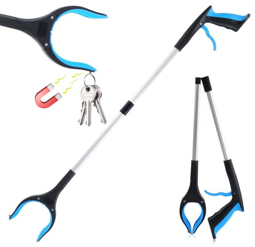 Qcdou Pinza Telescopica, Pinza Raccogli Oggetti, Bastone per Anziani, Ausili per Disabili, Pinza Telescopica per La Raccolta dei Rifiuti, per Raccogliere la Spazzatura (Blu)
